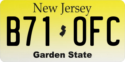 NJ license plate B71OFC