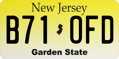 NJ license plate B71OFD