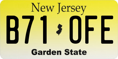NJ license plate B71OFE