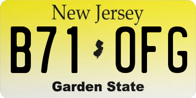NJ license plate B71OFG