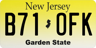 NJ license plate B71OFK