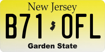 NJ license plate B71OFL