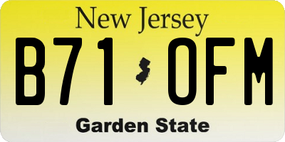 NJ license plate B71OFM