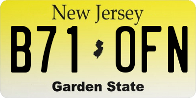 NJ license plate B71OFN