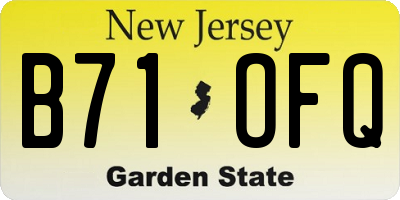 NJ license plate B71OFQ