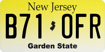 NJ license plate B71OFR