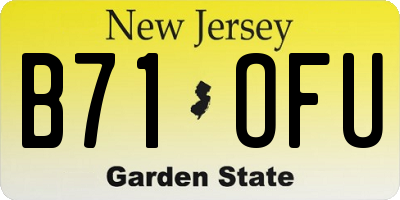NJ license plate B71OFU