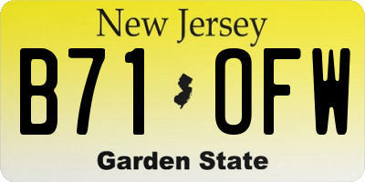 NJ license plate B71OFW