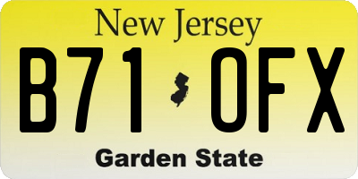 NJ license plate B71OFX