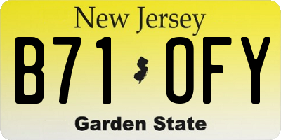 NJ license plate B71OFY