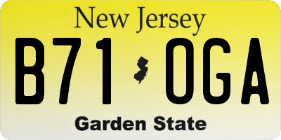 NJ license plate B71OGA