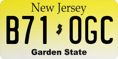 NJ license plate B71OGC