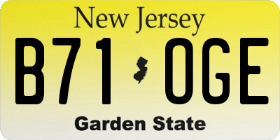 NJ license plate B71OGE