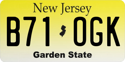 NJ license plate B71OGK