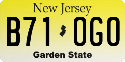 NJ license plate B71OGO