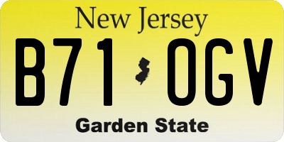 NJ license plate B71OGV