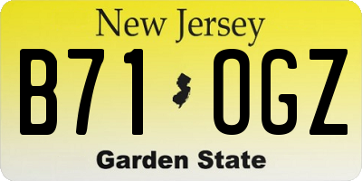 NJ license plate B71OGZ