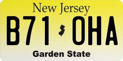 NJ license plate B71OHA