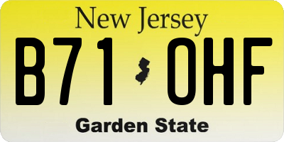 NJ license plate B71OHF