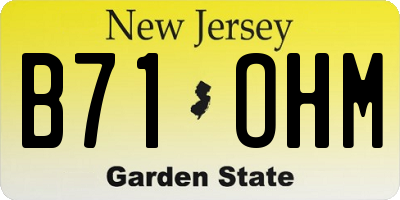 NJ license plate B71OHM