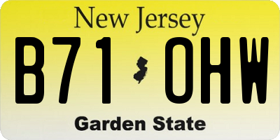NJ license plate B71OHW