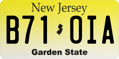 NJ license plate B71OIA