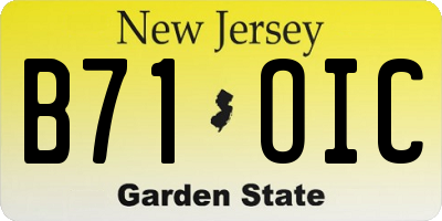 NJ license plate B71OIC