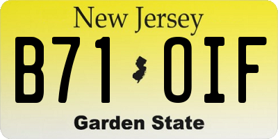 NJ license plate B71OIF