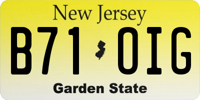 NJ license plate B71OIG