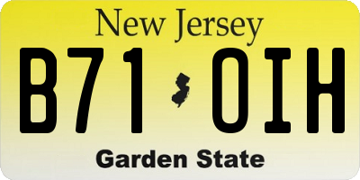 NJ license plate B71OIH