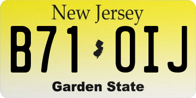 NJ license plate B71OIJ