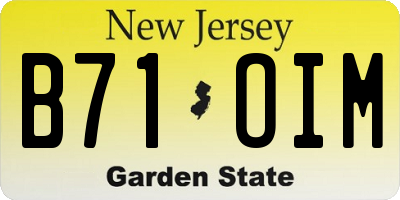 NJ license plate B71OIM