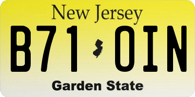 NJ license plate B71OIN