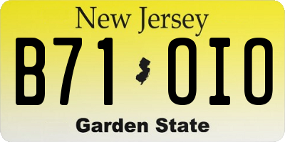 NJ license plate B71OIO