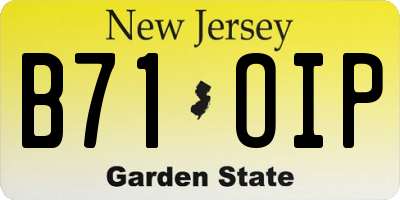 NJ license plate B71OIP