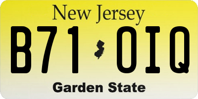 NJ license plate B71OIQ