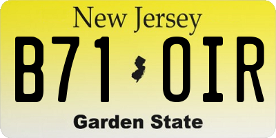 NJ license plate B71OIR