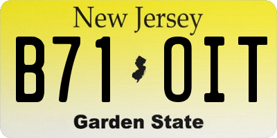 NJ license plate B71OIT