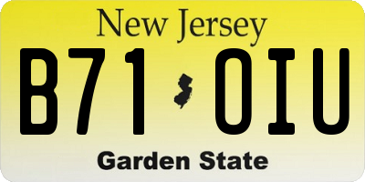 NJ license plate B71OIU