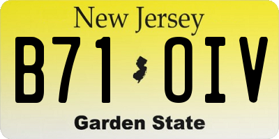 NJ license plate B71OIV
