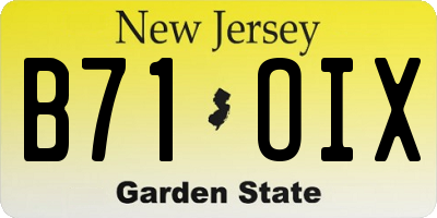 NJ license plate B71OIX