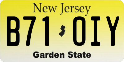 NJ license plate B71OIY
