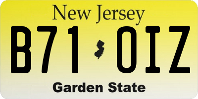 NJ license plate B71OIZ