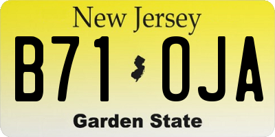 NJ license plate B71OJA