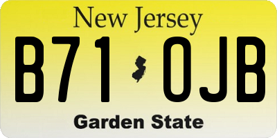 NJ license plate B71OJB