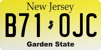 NJ license plate B71OJC