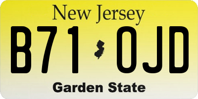 NJ license plate B71OJD