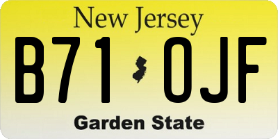 NJ license plate B71OJF