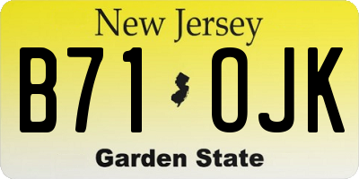 NJ license plate B71OJK