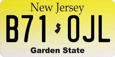 NJ license plate B71OJL